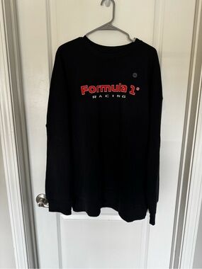 Formula 1 Hybrid Apparel Black Crewneck Sweatshirt with White Logo